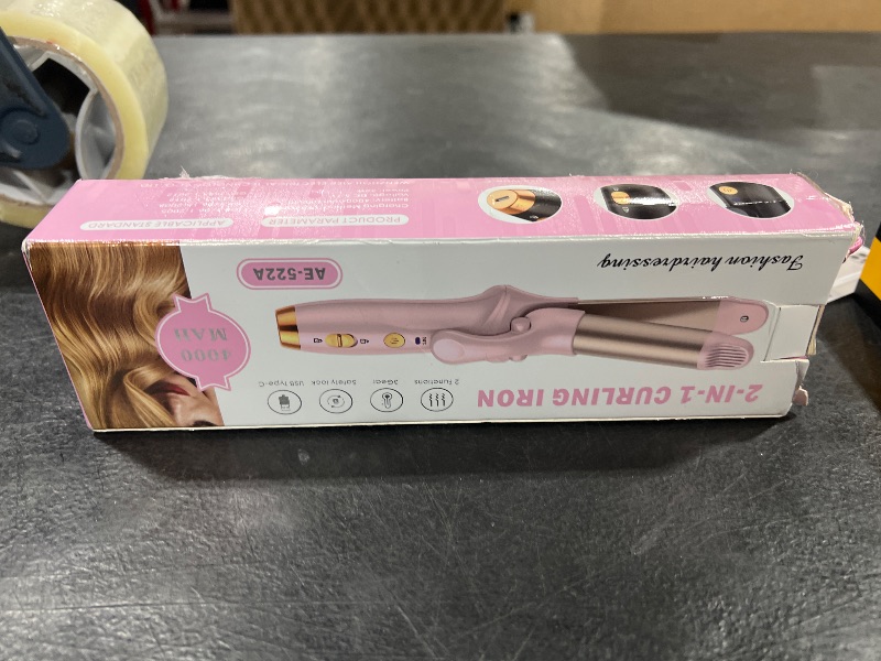 Photo 1 of HCRTGAY Curling Iron,Cordless Rechargeable Curling Iron,Cordless Hair Curler(3 Gear),Travel Mini Straightener 4000mAh,USB Charge Battery Flat Iron and Curler 2 in 1 for Long Short Hair(Small & Black)
