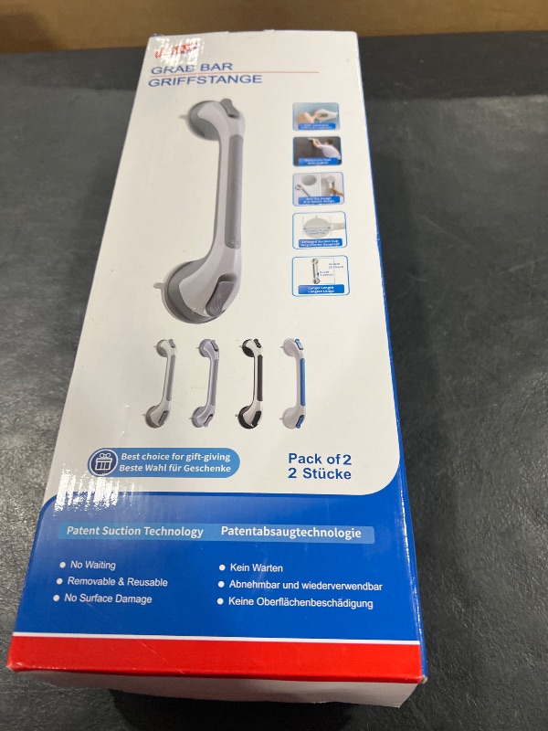 Photo 1 of TAILI Grab Bars for Bathtubs and Showers 2 Pack Suction Grab Bar, Heavy Duty Shower Handle Removable Bath Handrails for Seniors and Elderly, Bathroom Safety Grip No Drilling Waterproof,Grey