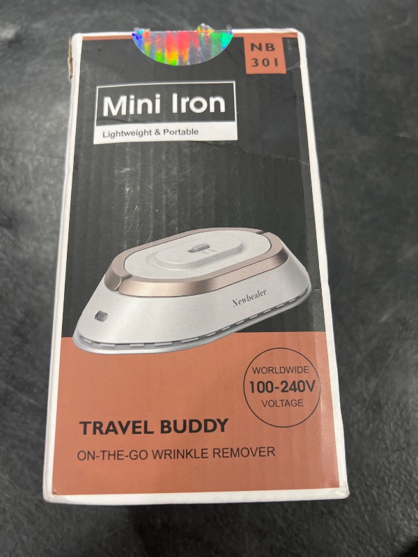 Photo 1 of Newbealer Travel Iron with Dual Voltage - 120V/220V Lightweight Dry Iron for Clothes (No Steam), Non-Stick Ceramic Soleplate, 302? Heat Press Machine, w/Spray Bottle, Pouch & Silicone Stand (White)