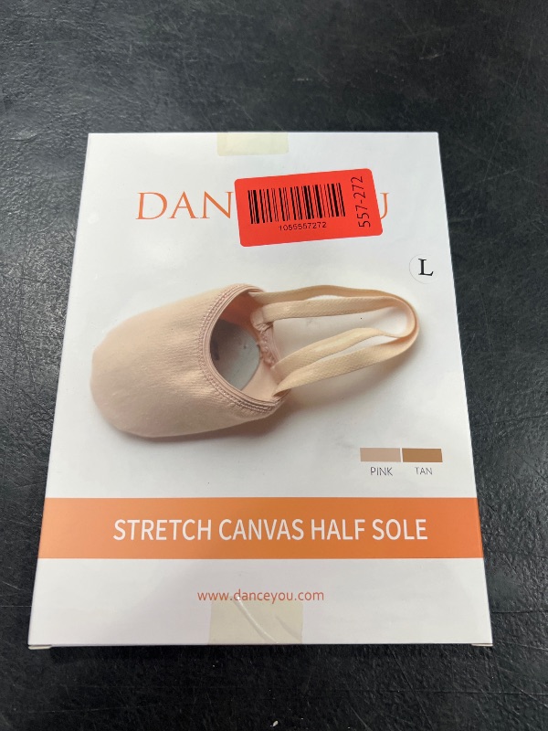Photo 1 of DANCEYOU Stretch Canvas Lyrical Shoes for Girls Womens Half Soles Pirouette Contemporary Turners Dance Shoes, Tan, L