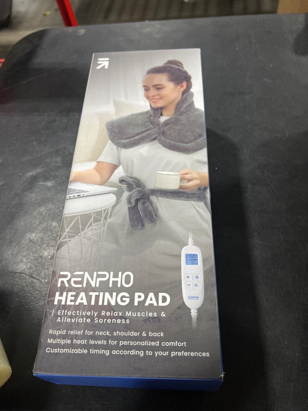 Photo 1 of RENPHO Electric Heating Pad for Back Pain Relief, Birthday Christmas Gifts for Women Men Mom Dad Elderly, FSA Eligible Items Only List, Large Heat Pad for Neck Shoulders, 24"x33", ETL Certified, Gray