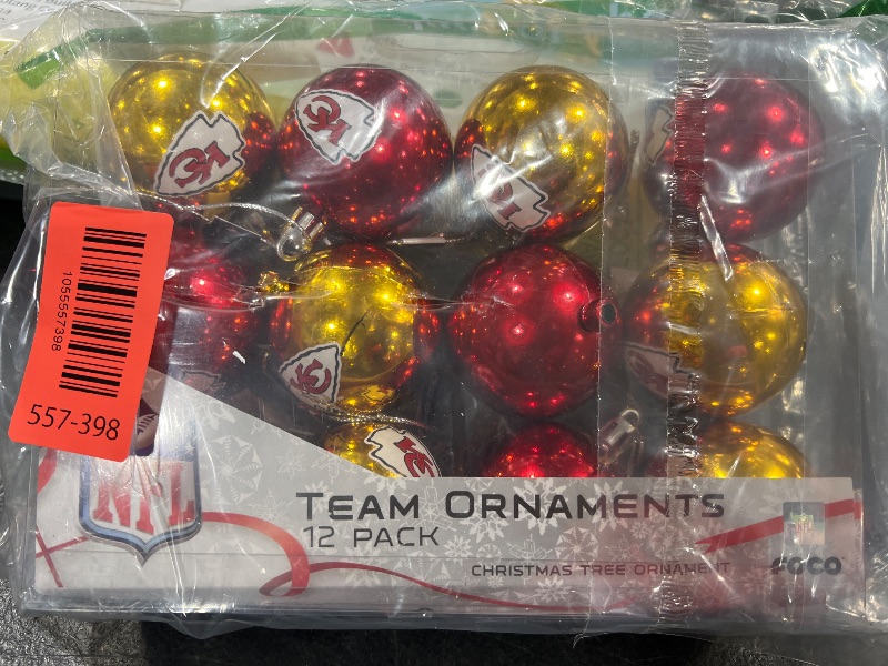 Photo 1 of FOCO NFL Kansas City Chiefs 12 Pack Ball Hanging Tree Holiday Ornament Set12 Pack Ball Hanging Tree Holiday Ornament Set, Team Color, One Size