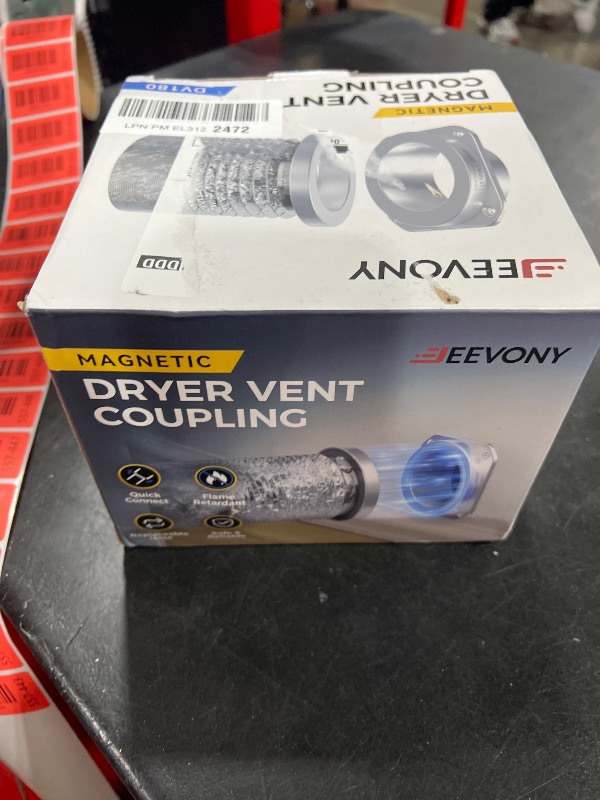 Photo 1 of JEEVONY Magnetic Dryer Vent Coupling DV180 Airtight Seal Dryer Vent Connector Kit Easy to Clean Quick Connector Including a 2.6ft 4" Duct and two Clamps
