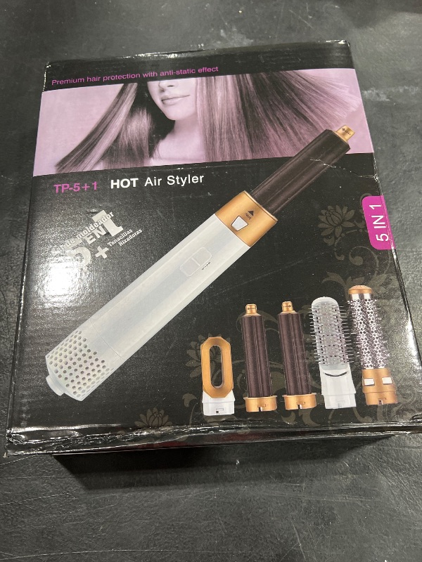 Photo 1 of Hair Dryer Brush 5 in 1, Negative Ion Blow Dryer Brush Set Upgrade Hot Air Brush Air Styler Curling Wrap Air Curler, Curling Iron Hair Styling Tools As A Gift for Straight/Curl/Drying/Smoothing