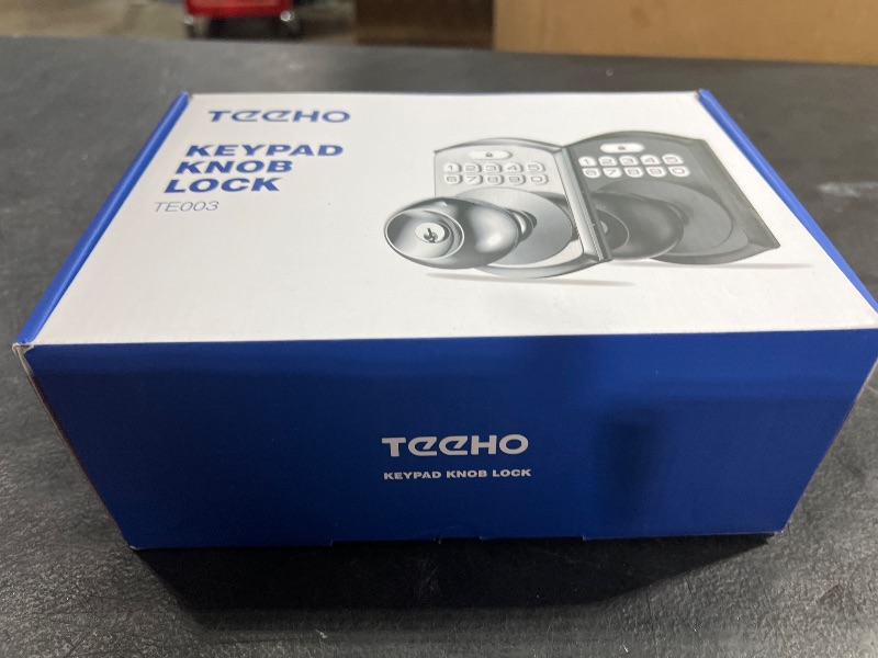 Photo 1 of TEEHO Keyless Entry Keypad Door Lock with Handle, Electronic Digital Smart Locks for Front Door, Easy to Install Keypad Deadbolt with Code for Bedroom, Anti-Peeping Password