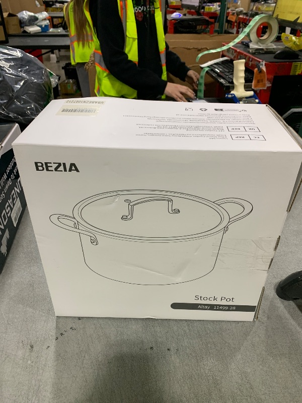 Photo 1 of BEZIA 10 Quart Cooking Pot with Ceramic Coating, Non-Stick Stock Pot with Tempered Glass Lid, Large Soup Pot with Stainless Steel Handle, Induction Compatible Stockpot, Dishwasher Safe, Cream