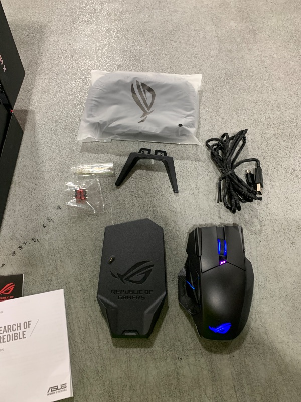 Photo 1 of ASUS ROG Spatha X Wireless Gaming Mouse (Magnetic Charging Stand, 12 Programmable Buttons, 19,000 DPI, Push-fit Hot Swap Switch Sockets, ROG Micro Switches&Paracord and Aura RGB lighting),Black