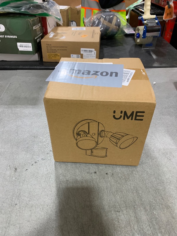 Photo 1 of UME LED Security Light Motion Sensor Outdoor Lights, 27W 3000LM, 5000K, IP65 Waterproof, Dusk to Dawn, 2 Head Motion Detector Flood Light for Outside, Garage, Yard (White)