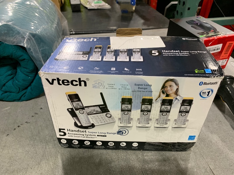 Photo 1 of VTech IS8151-5 Super Long Range 5 Handset DECT 6.0 Cordless Phone for Home with Answering Machine, 2300 ft Range, Call Blocking, Bluetooth, Headset Jack, Power Backup, Intercom, Expandable to 12 HS