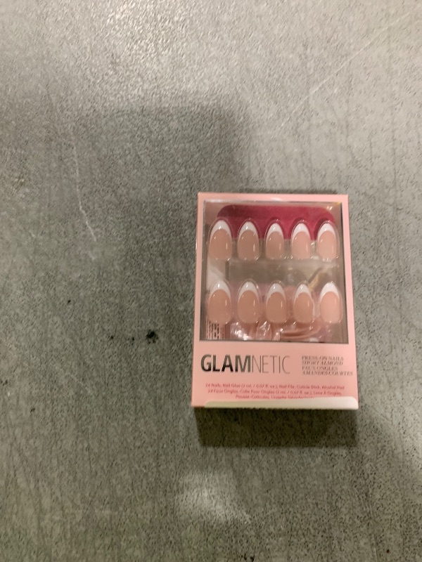 Photo 1 of Glamnetic Press On Nails - MaDamn | French Tip Nails, UV Finish Short Pointed Almond Shape, Salon Quality Semi-Transparent Nails in 12 Sizes - 24 Nail Kit with Glue