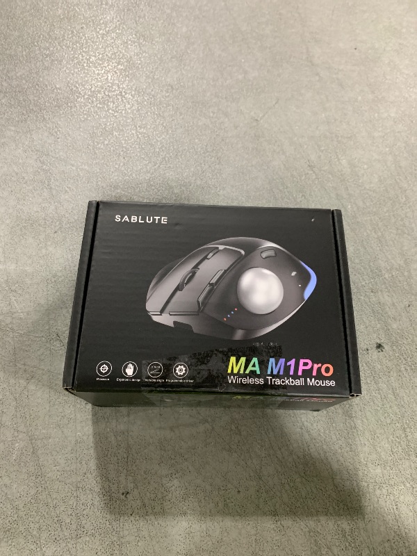 Photo 1 of SABLUTE Wireless Trackball Mouse, Ergonomic Bluetooth Rechargeable Computer Mouse, Backlit Rollerball Thumb Laptop mice with 5 Level DPI, Adjustable Angle, 3 Devices Connection for PC, Mac, Windows