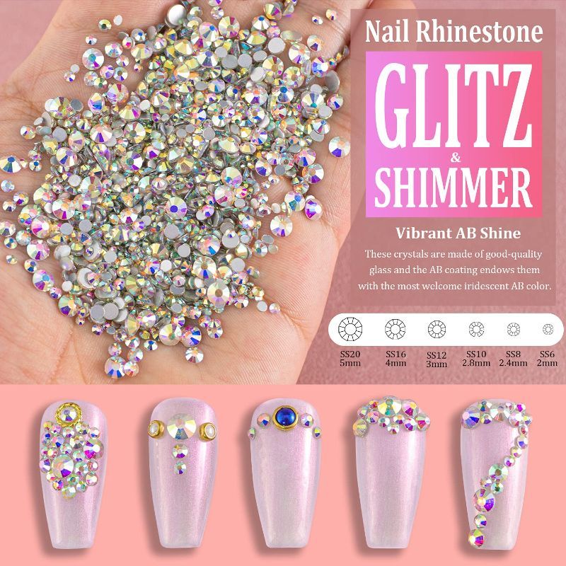 Photo 1 of ****STOCK PHOTO SIMILAR TO ITEM 
Mkwntg 100Pcs Multicolor Shiny Mix Maillard Color Nail Charms Luxury Nails Art Charms 3D Round Flat Back Nail Gems Nail Diamonds Cubic Bottom Nail Supplies for Nail Accessories DIY