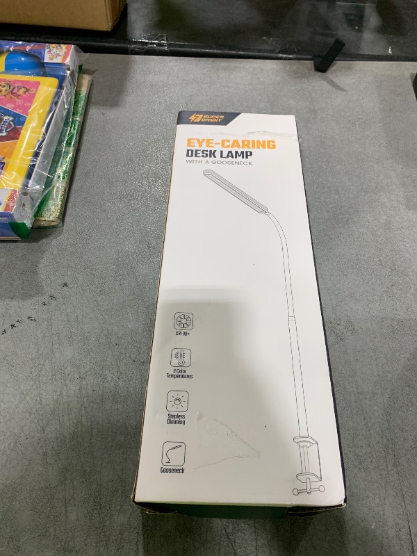 Photo 1 of SUPERDANNY Eye-Caring LED Desk Lamp 360° Flexible Gooseneck Work Lamp with Desk Side Clamp Touch Control 3 Light Colors Smooth Dimming Task Lighting Reading Light for Home Office College Dorm, White