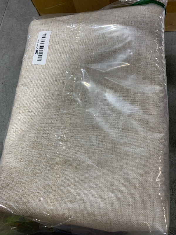 Photo 1 of 100% Blackout Shield Linen Blackout Curtains for Bedroom 108 Inches Long, Back Tab/Rod Pocket Living Room Drapes, Thermal Insulated Blackout Curtains 2 Panels Set, 50" W x 108" L, Oatmeal