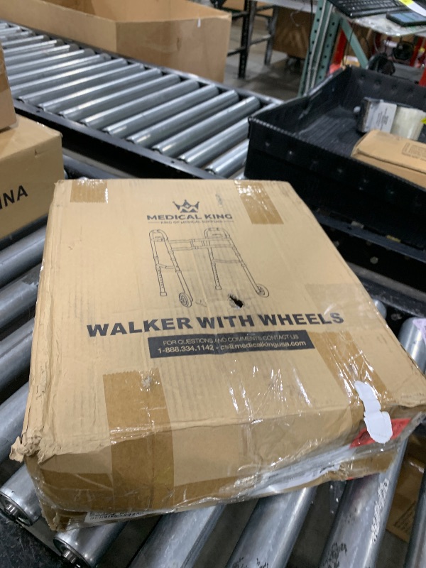 Photo 1 of Medical king Walkers for Seniors Aluminum Lightweight Walker with Wheels, Adjustable Width and Height, Folding Walker for Elderly, Handicapped, Disabled 2 Wheels in Front