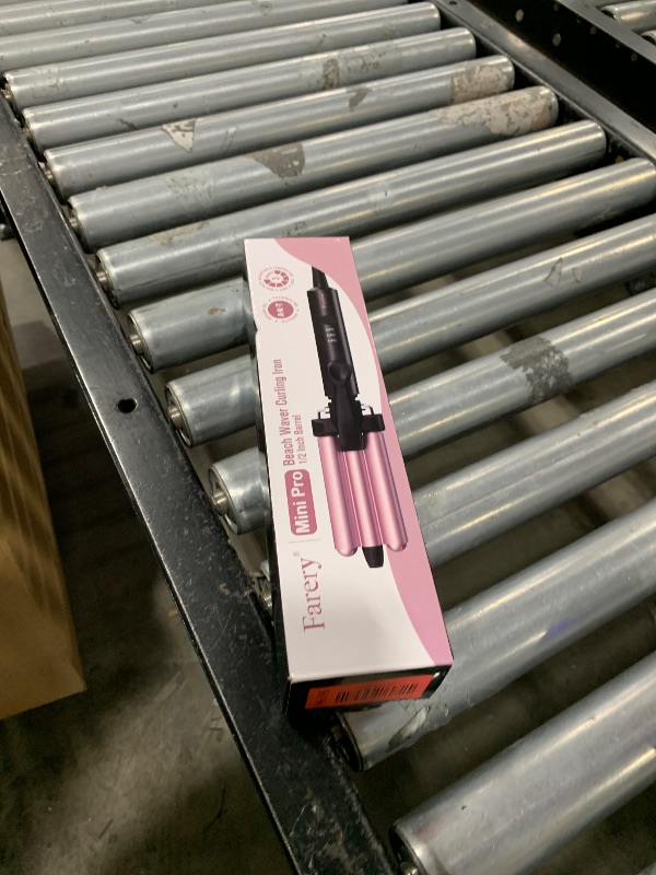 Photo 1 of FARERY Mini Hair Crimper Hair Waver 3 Temperature Adjustable, 3 Barrel Curling Iron for Short Hair, Hair Crimper for Women Beach Waves, 1/2 Inch for Tight Curls, Travel Size, Dual Voltage, Pouch Bag