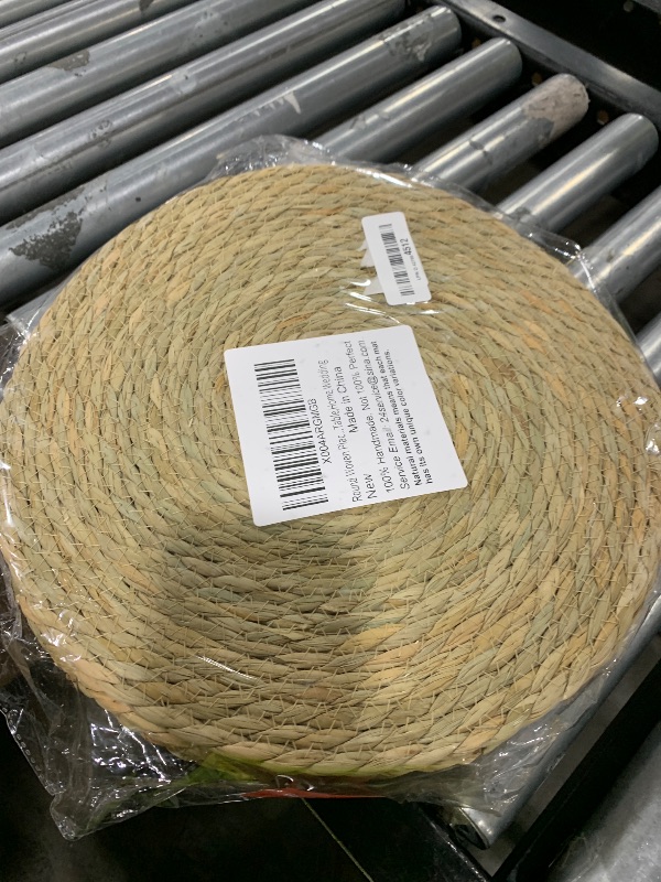 Photo 1 of Round Woven Placemats 13 Inch Set of 10 - Boho Rattan Placemat Natural Water Hyacinth Placemats, Farmhouse Weave Place Mats, Rustic Braided Wicker Table Mats for Dining Table,Home,Wedding