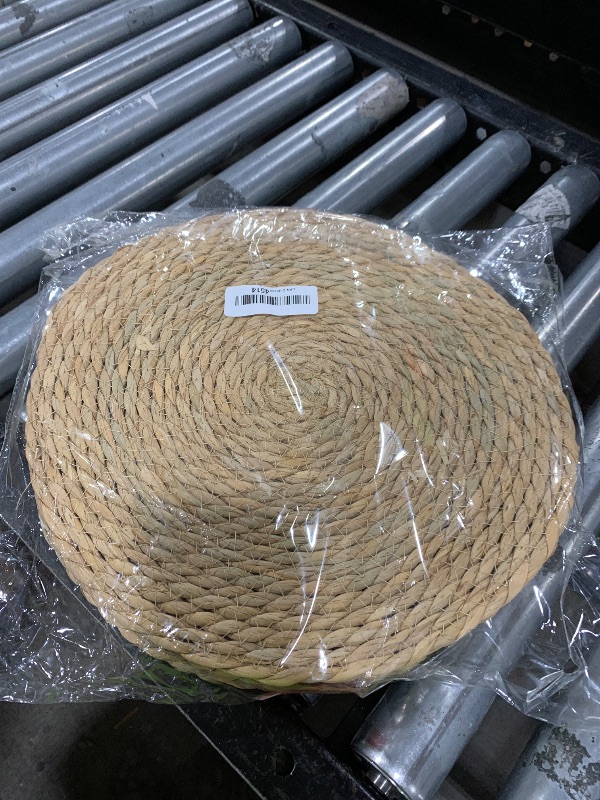 Photo 1 of Round Woven Placemats 13 inch Set of 6 - Boho Rattan Placemats Natural Water Hyacinth Placemat, Farmhouse Weave Place Mats, Rustic Braided Wicker Table Mats for Dining Table,Home,Wedding