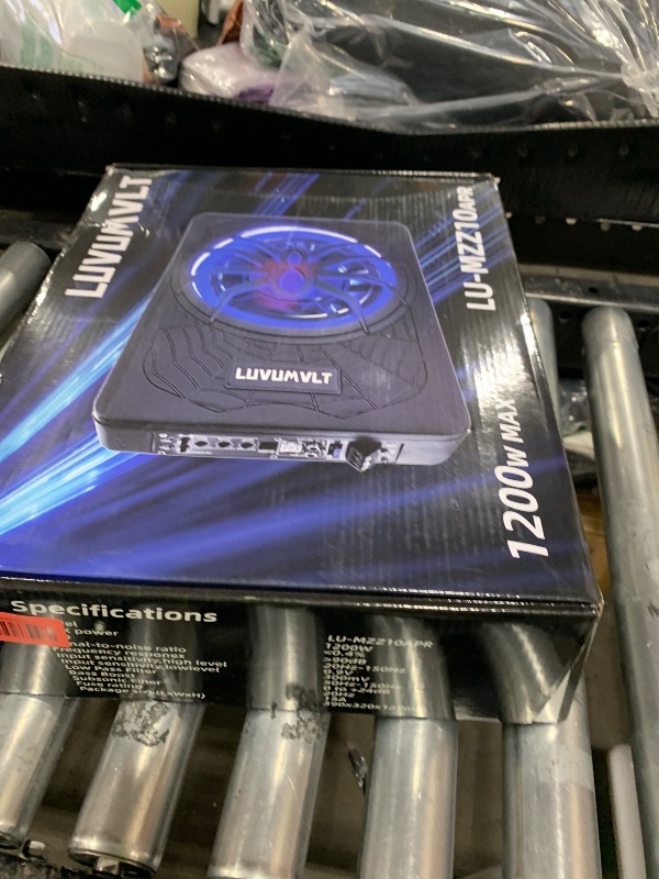 Photo 1 of LUVUMVLT 1200W 10" Car Subwoofer, Slim Under Seat Powered Subwoofer and Amp Package,High/Low Level Input, Car/Truck Audio Sub Built-in Amplifier amp Combo Package, with Blue LED Light