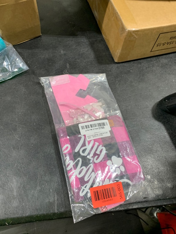 Photo 1 of ADOGGYGO Dog Birthday Party Supplies, Pink Plaid Birthday Girl Dog Bandana, Golden Pet Party Hat with Numbers, Bowtie for Extra Large Pets (X-Large)