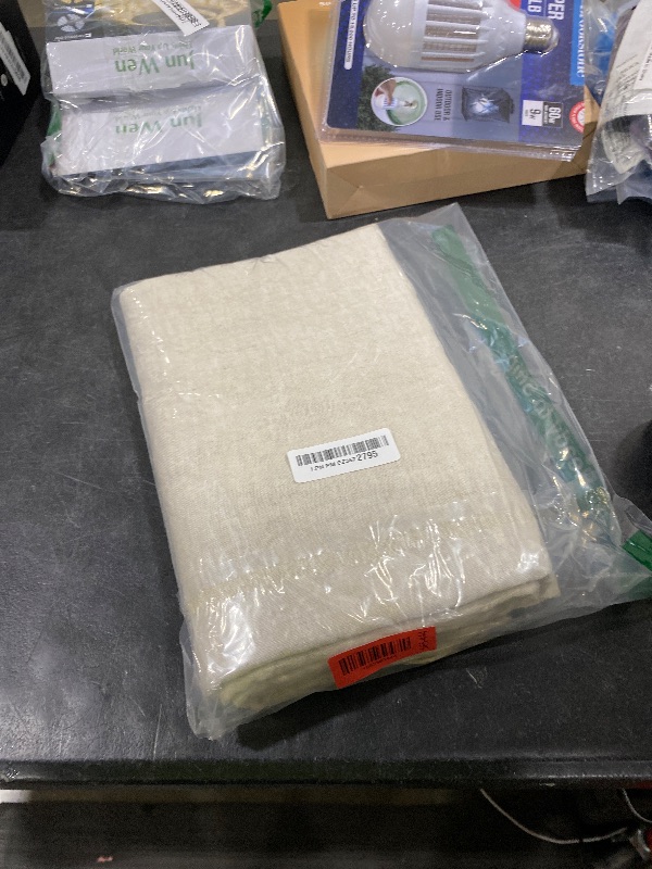 Photo 1 of 100% Pure Linen Blanket,100% Natural Flax Linen Throw Blanket, 79"x63" French Linen Fabric,Soft,Breathable and Skin-Friendly Bed Blanket - Linen Color