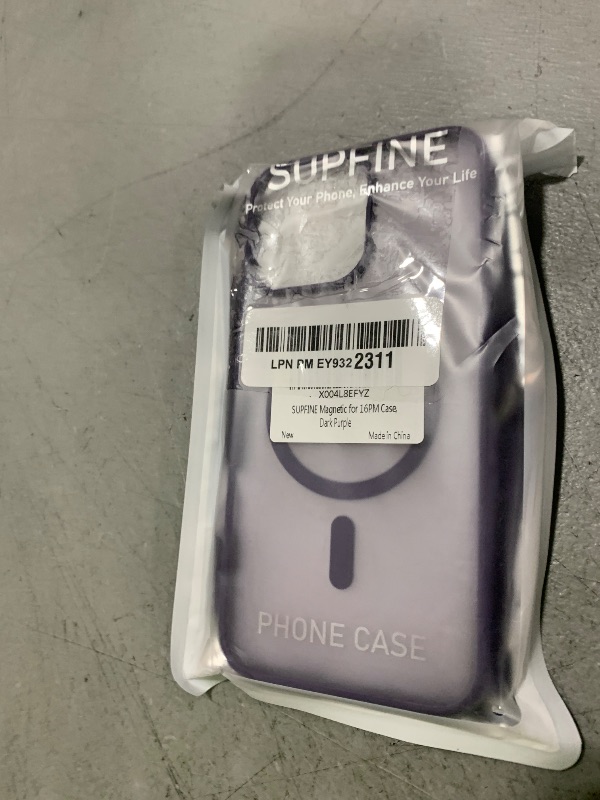 Photo 1 of SUPFINE Magnetic for iPhone 16 Pro Max Case(Compatible with MagSafe)(Military Grade Drop Protection) Slim Translucent Matte Shockproof with Anti-Fingerprint Phone Case,Dark Purple