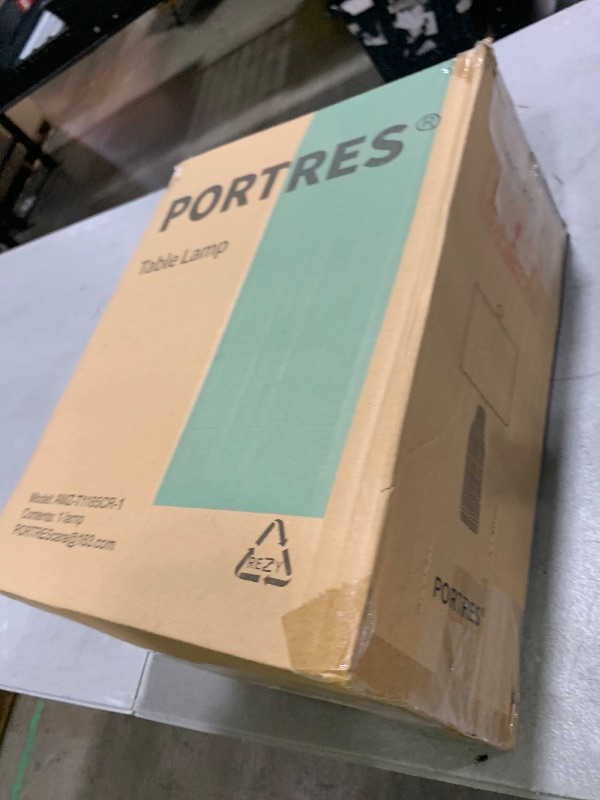 Photo 1 of PORTRES 25" Ceramic Table Lamp for Bedroom Bedside Lamps for Night Stands Modern Lamps for Living Room with Rotary Switch Gray and White?1Pack?