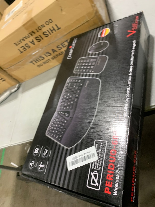 Photo 1 of Perixx PERIDUO-606A, 3-in-1 Wireless Compact Ergonomic Keyboard with Vertical Mouse and Numeric Keypad - Adjustable Palm Rest - Tilt Wheel - Membrane Low Profile Keys - US English