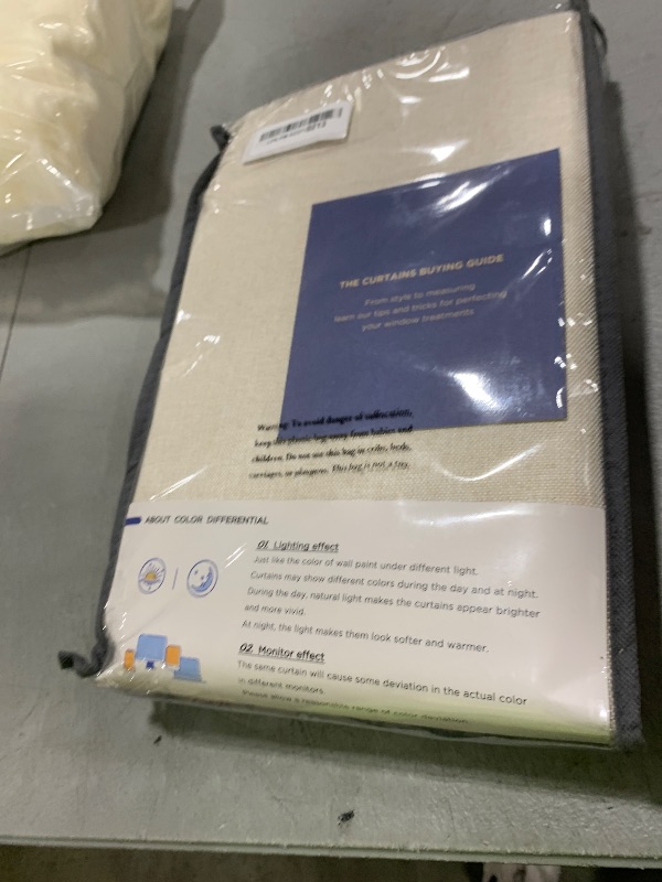 Photo 1 of 100% Blackout Shield Linen Blackout Curtains for Bedroom 84 Inches Long, Back Tab/Rod Pocket Living Room Drapes, Thermal Insulated Blackout Curtains 2 Panels Set, 50" W x 84" L, Cream