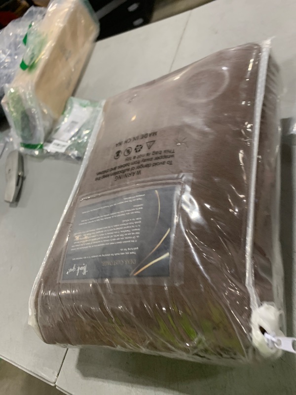 Photo 1 of 108 Inches Extra Long Linen 100% Blackout Curtains for Bedroom - Cocoa Brown Energy Saving Thermal Insulated Burlap Textured Curtain Drapes for Country Villa (Set of 2 Panels,W 52 x L 108 Inch Length)