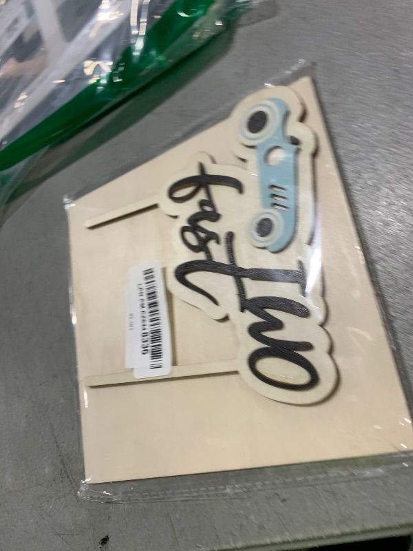 Photo 1 of 6 inch Two Fast Birthday Cake Topper – Wooden Race Car Decoration for 2nd Birthday, Racing Theme Party Cake Decor