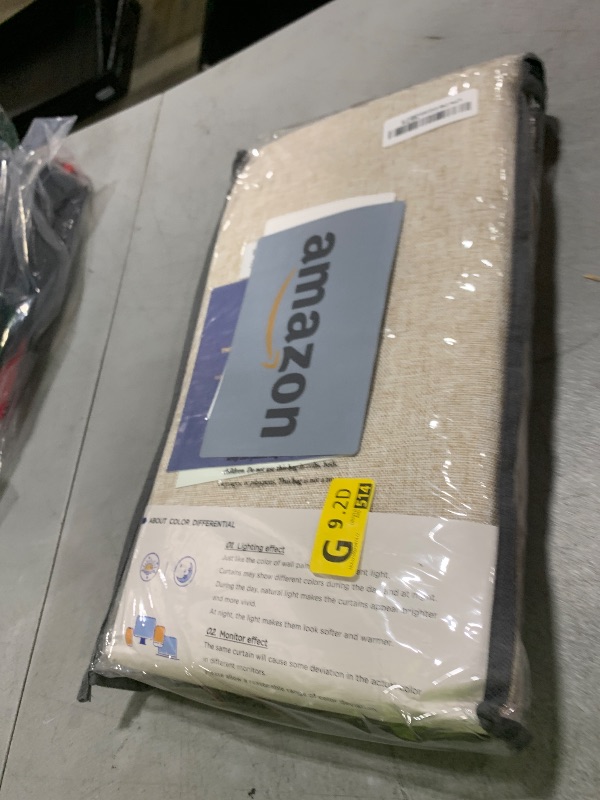 Photo 1 of 100% Blackout Shield Linen Blackout Curtains for Bedroom 90 Inches Long, Back Tab/Rod Pocket Living Room Drapes, Thermal Insulated Blackout Curtains 2 Panels Set, 50" W x 90" L, Oatmeal