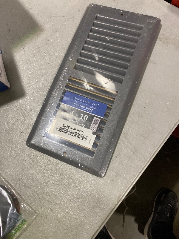 Photo 1 of Sierra Grates 4"H x 10"W [Duct Opening] Toe Kick Vent Cover | 4x10 Cabinet Toe Kick Space Register Grille | Outer Dimensions: 6" X 12" | Grey