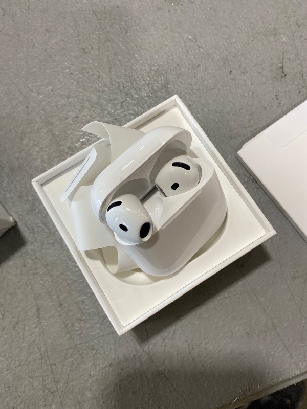 Photo 1 of Apple AirPods 4 Wireless Earbuds, Bluetooth Headphones, Personalized Spatial Audio, Sweat and Water Resistant, USB-C Charging Case, H2 Chip, Up to 30 Hours of Battery Life, Effortless Setup for iPhone