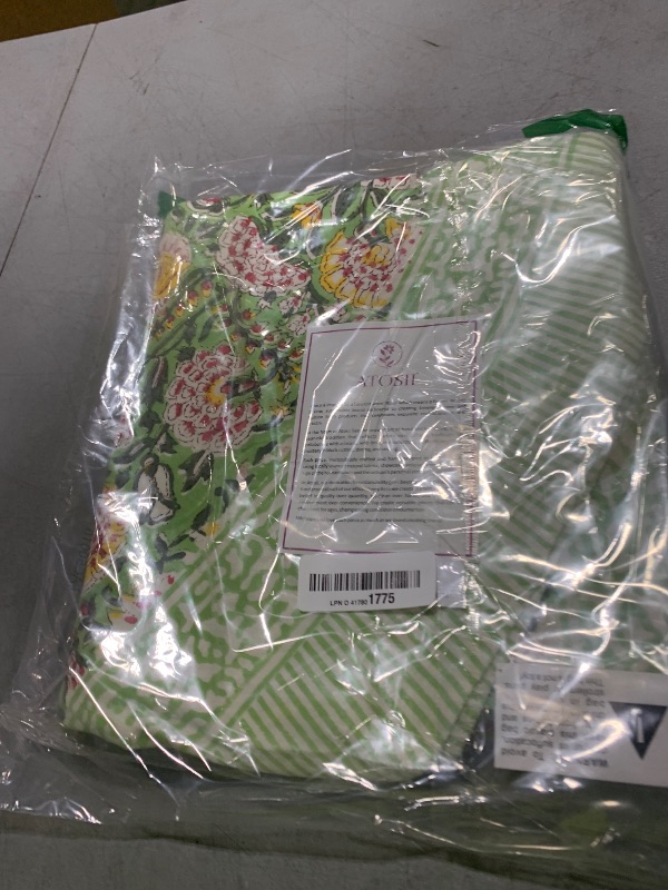 Photo 1 of ATOSII Clover Green 100% Cotton Round Tablecloth, Hand Block Print Floral Table Cloth for Kitchen Dining Linen I Parties, Weddings, Outdoors, Holidays, Easter I Spring Summer 90" Inches Round