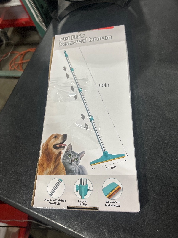 Photo 1 of Carpet Rake for Pet Hair Removal - Reusable Pet Hair Remover, 60” Adjustable Long Handle Cat Dog Carpet Rake Scraper with Patented Design, Dog Hair Rake Brush for Rugs, Mats