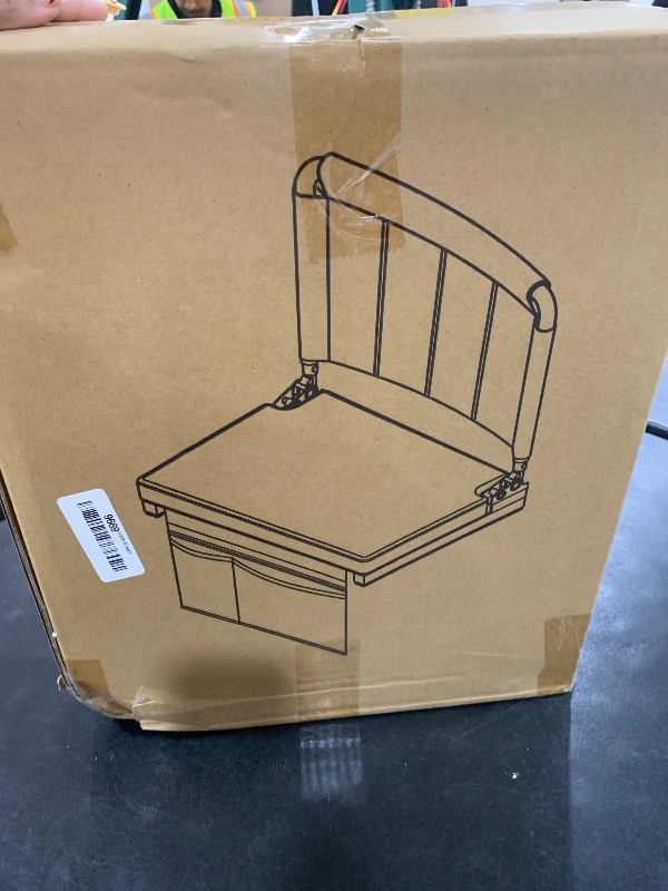 Photo 1 of Stadium Seats with Back Support for Bleachers, Portable 5-Angles and Adjustable Height Thick Cushion Seat with Cup Holder Storage Bag, Includes Shoulder Strap, Used for Sports Events and Concerts