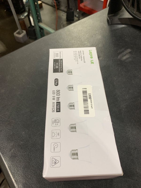 Photo 1 of LE LED Light Bulbs 60 Watt Equivalent, 9W 800 Lumens Non-Dimmable, Soft Warm White 2700K, A19 E26 Standard Medium Base, 10000 Hour Lifetime 5 Count (Pack of 1)