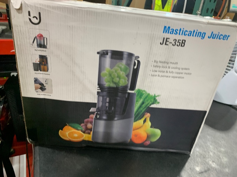 Photo 1 of Cold Press Juicer, 5.3" Wide Feed Chute Juice Extractor Machine with 400W, High Juice Yield, Slow Masticating Juicer for Whole Vegetables & Fruits, Grey