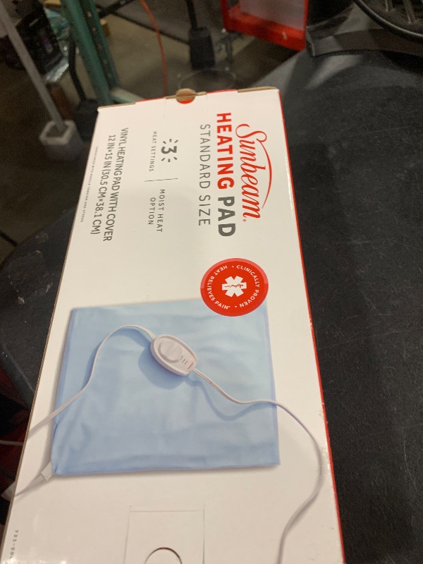 Photo 1 of Sunbeam Standard Size Heating Pad, 12"x 15", For Back, Neck, Shoulder, and Period Cramp Pain Relief, 3 Heat Settings, Compact Storage Solution, Auto Shut-Off, Machine-Washable, Gifts For Mom & Wife, FSA/HSA Eligible, Grey