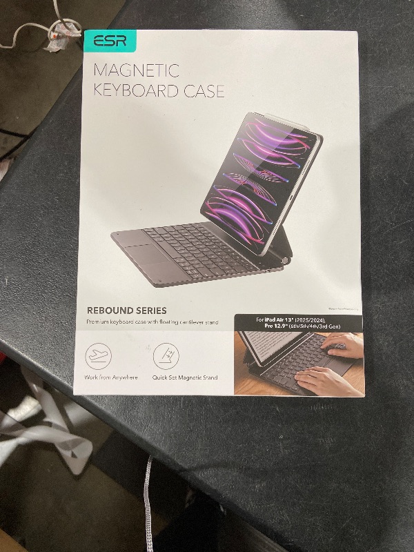 Photo 1 of ESR iPad Air 13 Inch Case Keyboard (M3/M2, 2025/2024) & iPad Pro 12.9 inch (3/4/5/6th Gen) Magic Keyboard, Easy-Set Floating Cantilever Stand, Precision Multi-Touch Trackpad, Rebound Series, Black