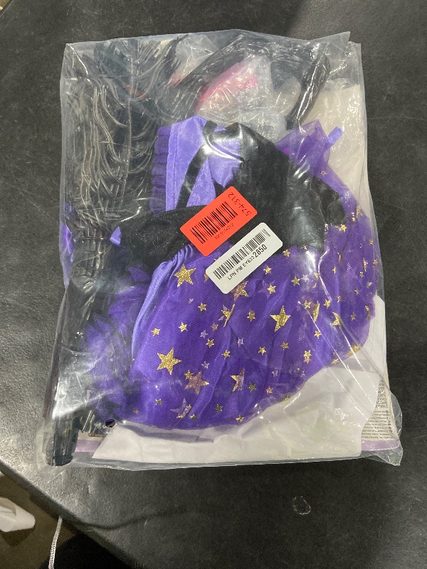 Photo 1 of Spooktacular Creations Girls Witch Costume, Light up Witch Costume Kids, Starry Dress with Broom Belt Hat for Child Halloween Role Play Parties, M