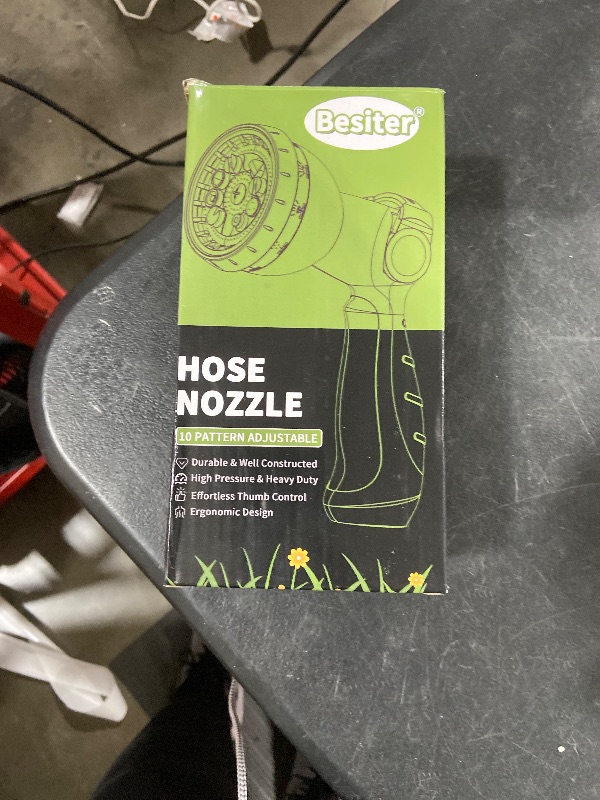 Photo 1 of Garden Hose Nozzle, Hose Sprayer Nozzle with 10 Spray Patterns, Thumb Control On Off Valve, High Pressure Metal Water Hose Nozzle for Car Wash, Plants, Pets & Outdoor Cleaning, Blue