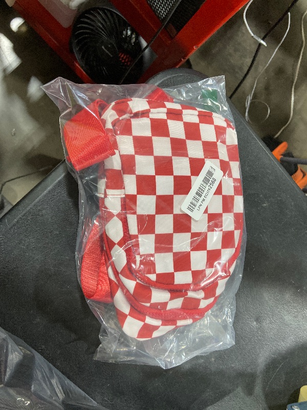 Photo 1 of Checkered Sling Bag for Women Small Backpack Crossbody Chest Bag Fanny Packs Purses (Checkered Sling Bag - Red)