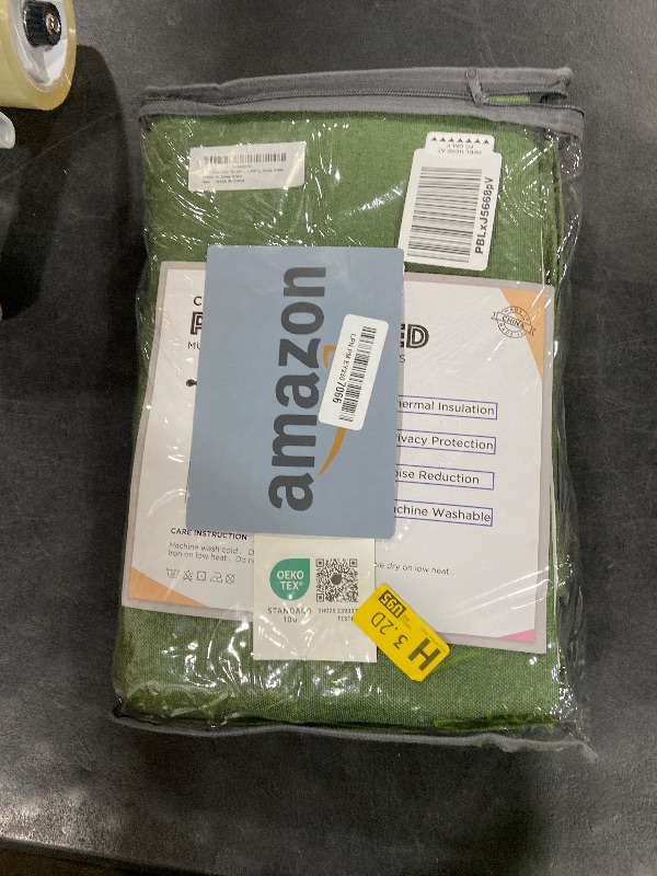 Photo 1 of 100% Blackout Shield Linen Look Textured Pinch Pleated Curtains Blackout Drapes 96 Inch Long 2 Panels Set, Faux Linen Blackout Curtains for Bedroom & Living Room, 40" W x 96" L, Moss Green