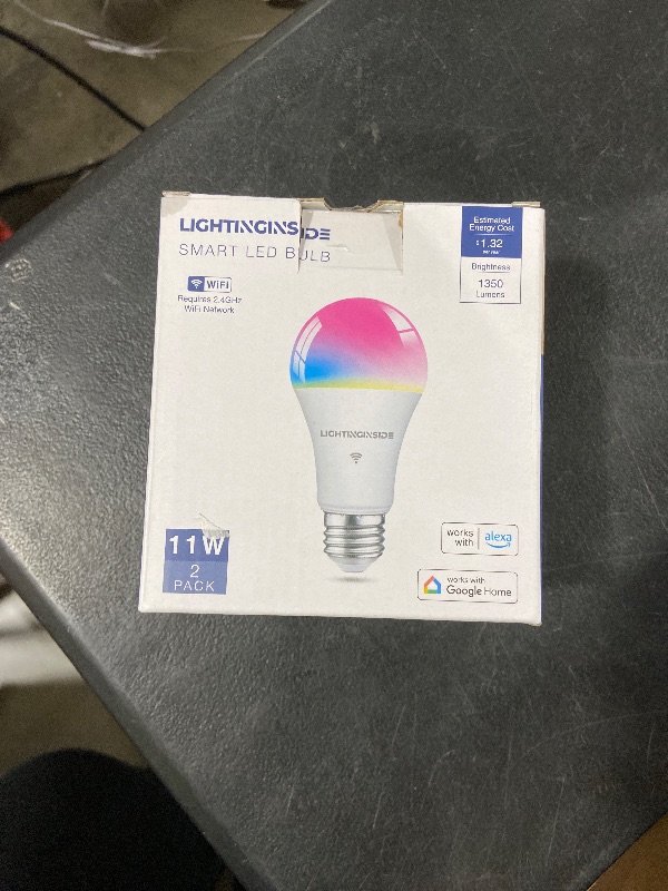 Photo 1 of Lightinginside Smart Light Bulbs 100W Equivalent, Works with Alexa/Google Home/Smart Life, 1350LM 11W RGBCW Color Changing LED Light Bulbs, 2.4G WiFi Bluetooth Bulb, No Hub Required, ETL Listed, 2PCS
