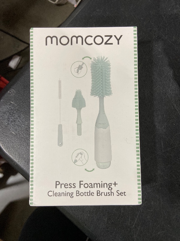 Photo 1 of Momcozy Bottle Brush Kit, Innovative Push-Press Design for Better Cleaning - Baby Bottle Cleaner Brush for Baby Bottle, Breast Pumps, Nipples, and More - Can Generate Foam for Better Cleaning, Green