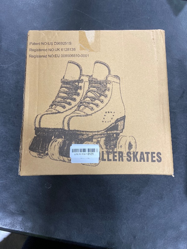 Photo 1 of Risup,Roller Skates for Women and Men Cowhide High-Top Shoes Classic Double-Row Four-Wheel Roller Skates for Men Girls Unisex (Purple Flash,43=US:9)