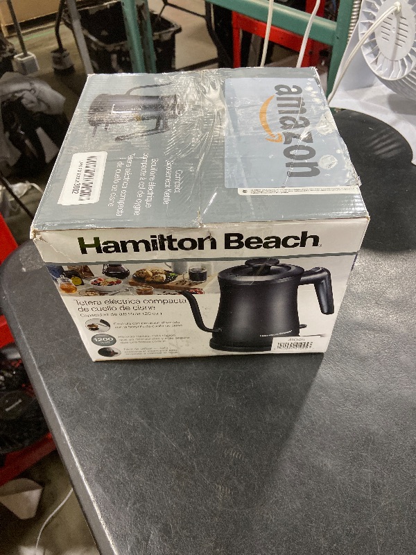 Photo 1 of Hamilton Beach Compact 20 oz. / 0.6 Liter Gooseneck Electric Kettle for Boiling Water, Pour Over Coffee, Tea, Ultra Fast Heating With 1200 Watts, Stainless Steel BPA-Free Interior, Black (41045)