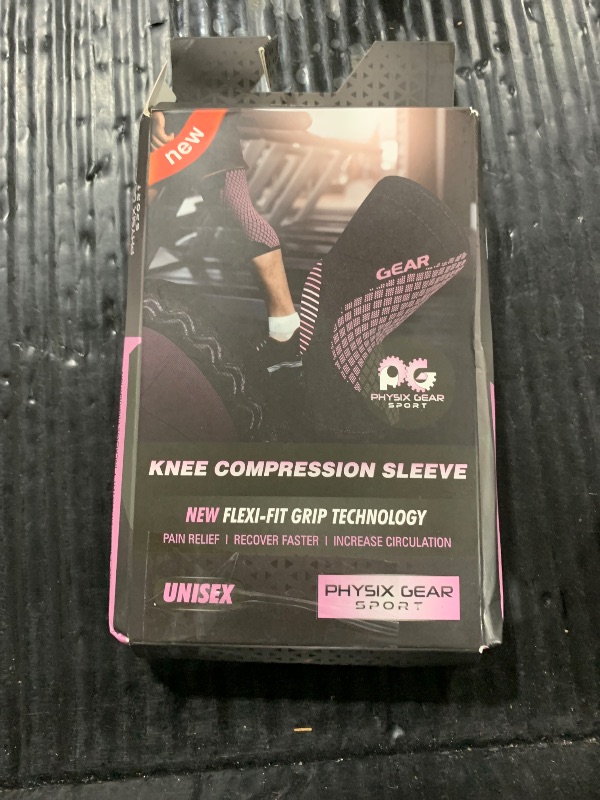 Photo 1 of PHYSIX GEAR Knee Support Brace - Premium Recovery & Compression Sleeve for Meniscus Tear, ACL, MCL Running & Arthritis - Best Neoprene Stabilizer Wrap for Crossfit, Squats & Workouts (Single Pink L)